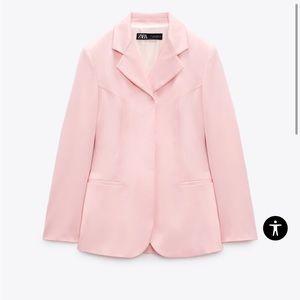 Pink satin like blazer and matching pants 2 piece set